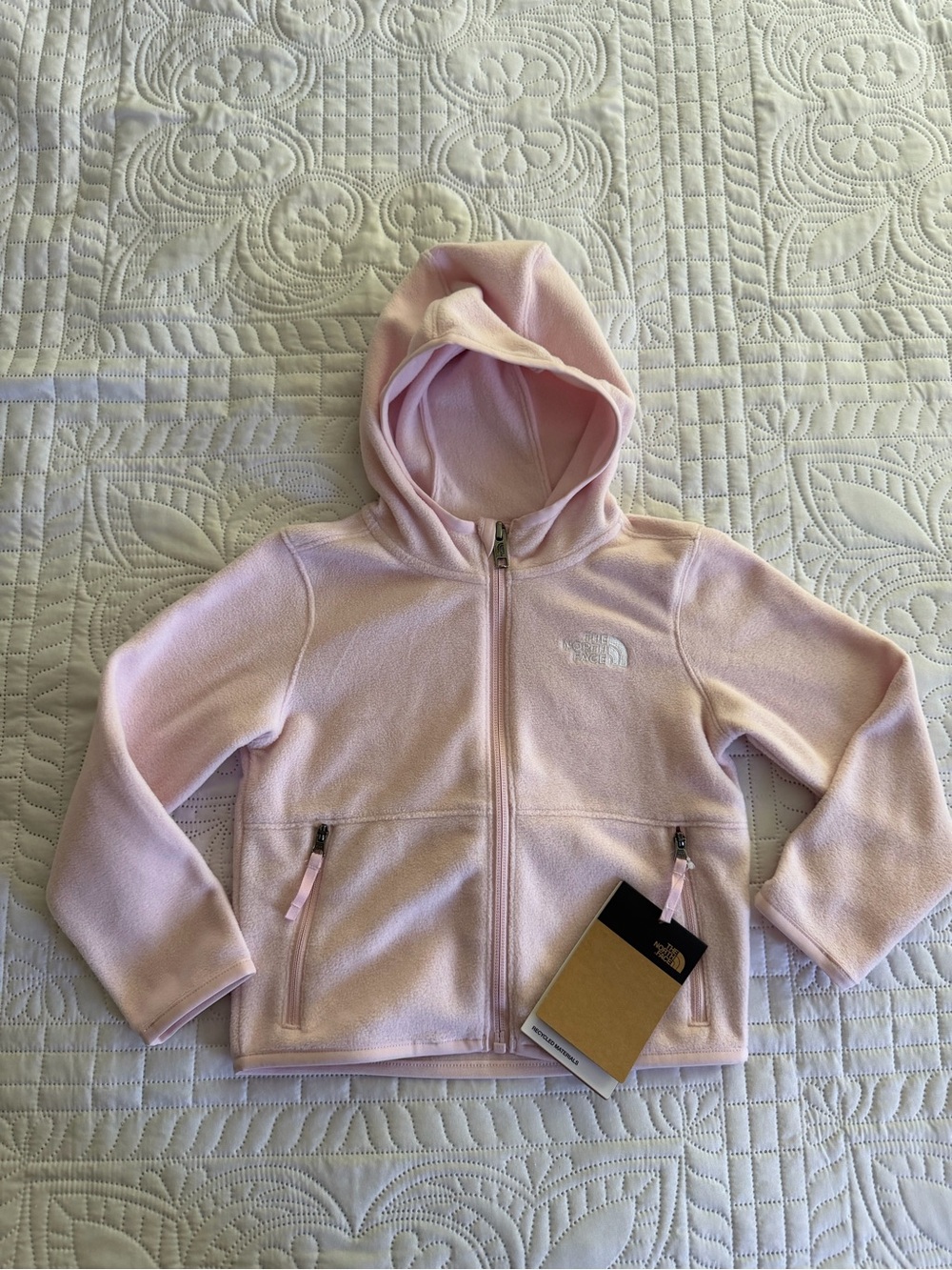 The North Face NWT Kid Glacier FZ Hoodie Pale Blossom Size 3 Pink Fleece Jacket